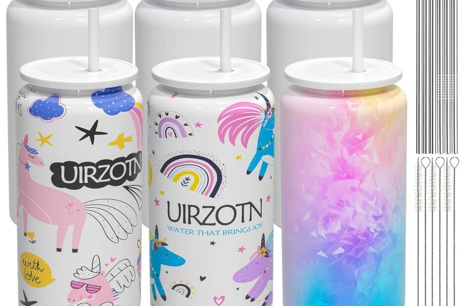 Sip in Style: Discover the 6 Pack Glass Cups with Lids and Straws!