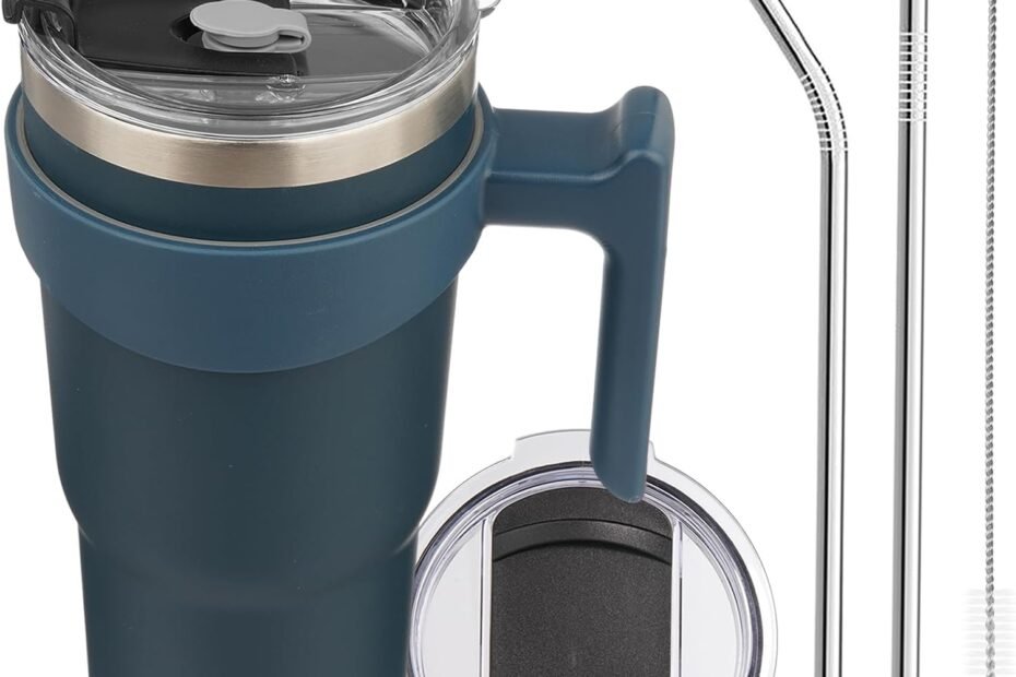 Sipping in Style: Review of the Navy Blue 20 oz Insulated Tumbler with Handle