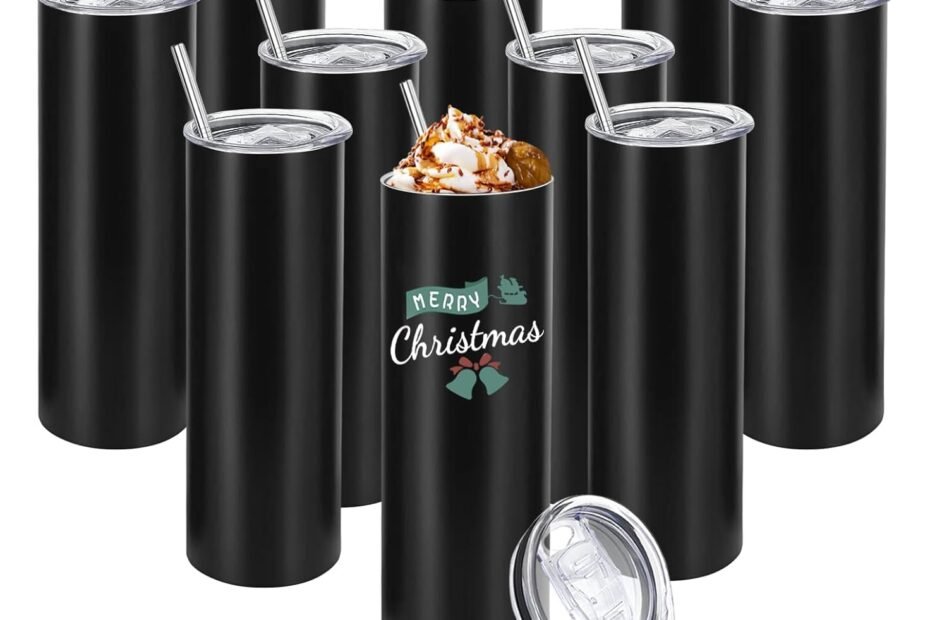 Stay Stylish and Hydrated: Review of 10 Pack Black Stainless Steel Skinny Tumblers