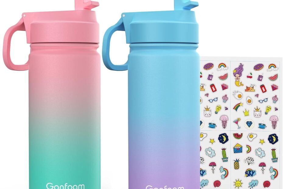 Stay Hydrated in Style: Review of the Kids 2-Pack Insulated Water Bottles with Fun Stickers!