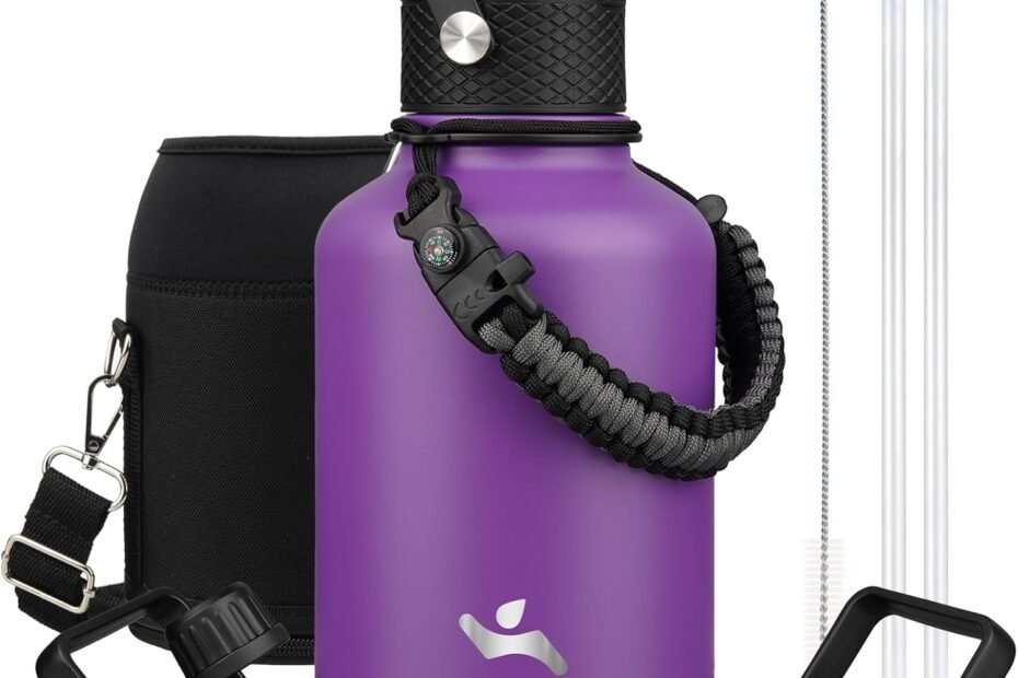 Stay Hydrated in Style: The Ultimate 50 oz Insulated Water Bottle with Straw & Carrying Bag
