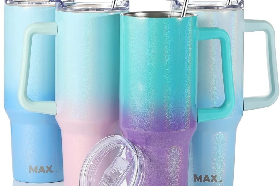 Stay Hydrated On-the-Go: Review of the MaxBase 40 Oz Shiny Tumbler With Handle and Straw Lid