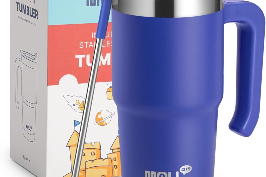 Stay Stylish and Hydrated: Review of the Navy 16 oz Stainless Steel Tumbler with Handle