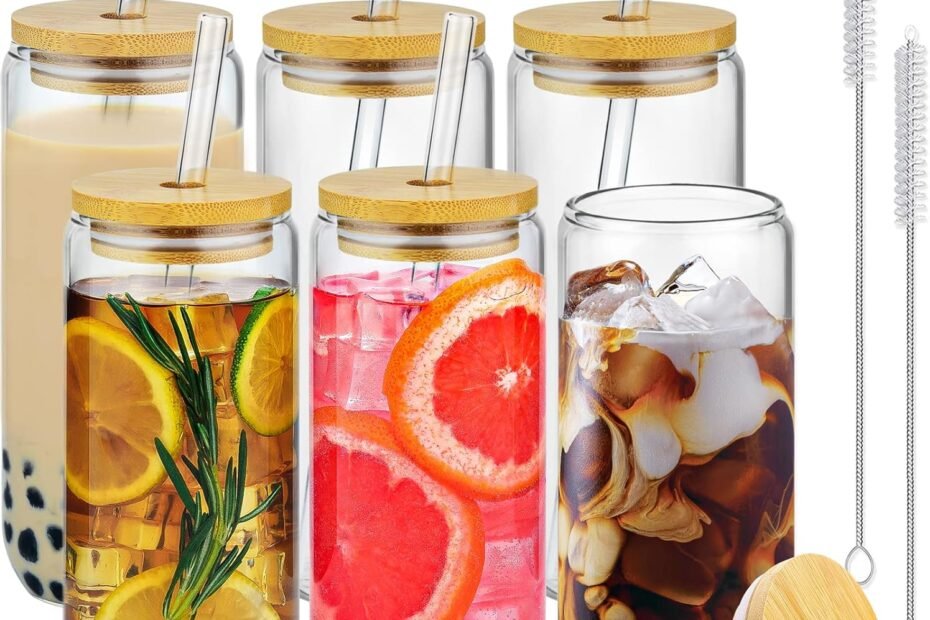 Transform Your Drinks: Review of Aesthetic 20 Oz Glass Cups with Bamboo Lids!