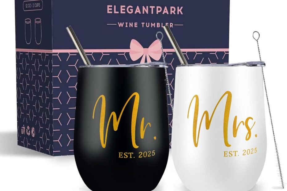 Raise a Toast: Discover ELEGANTPARK's Mr & Mrs Wedding Tumblers!