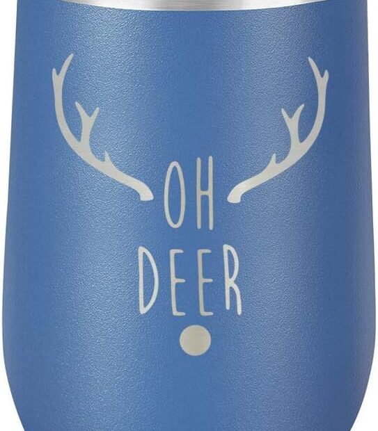 Sip in Style: Review of the Oh Deer Engraved Blue Stemless Wine Glass
