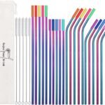 Sip Sustainably: Review of 20 Pcs Rainbow Stainless Steel Reusable Straws Set