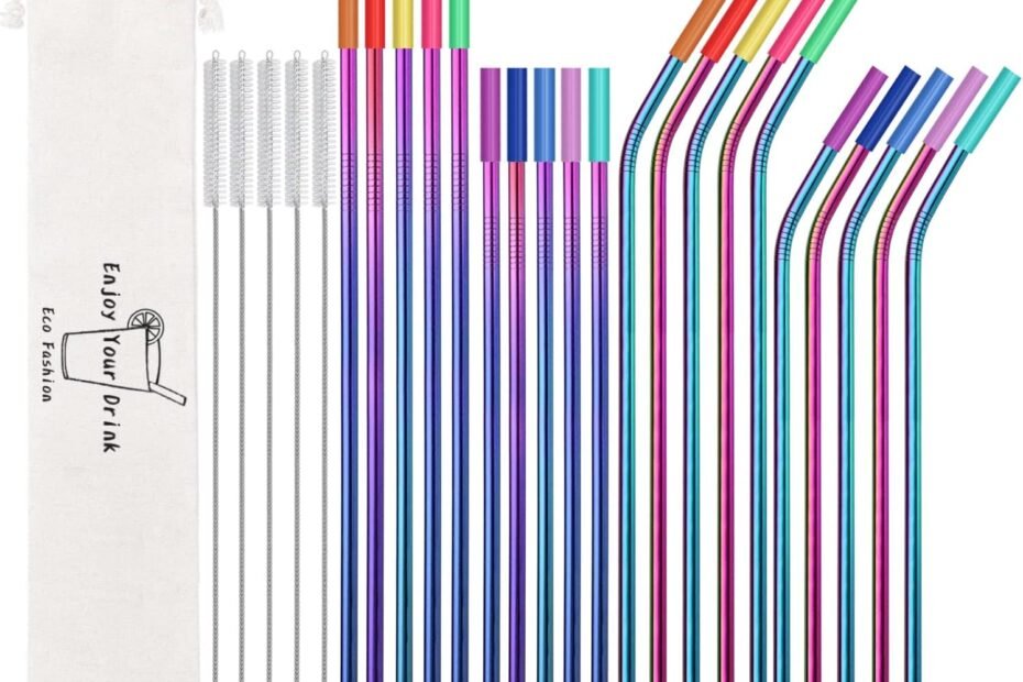 Sip Sustainably: Review of 20 Pcs Rainbow Stainless Steel Reusable Straws Set